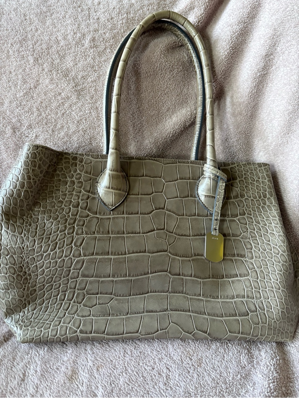 Furla Croc-Embossed Tote in Taupe